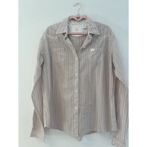 Twenty X Ultra‎ Country Shirt Western Sz XL Rodeo Striped Embroidered Pink White